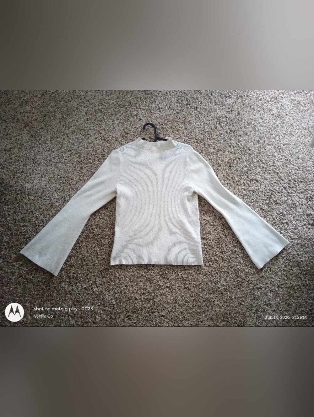 Anthropologie Maeve Arlowe Bell Sleeve Sweater Mockneck Ivory Size Medium - Picture 2 of 15